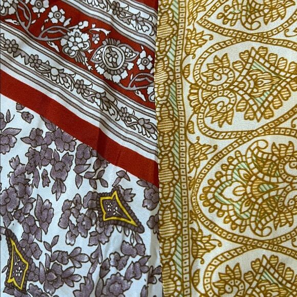 Sundance 100% Silk Skirt Size Large Boho Patchwork Midi Skirt Yellow Paisley - Picture 2 of 11